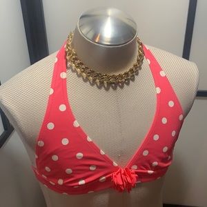 J Crew Bikini Top ONLY Med Pink Polka Dot A0029